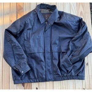 Vintage 90s Joshua Ross Brown Genuine Leather Full Zip Bomber Jacket 3XL